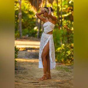 RARE Anthro x Magnolia Martinique Bare Embroidered Halter Top